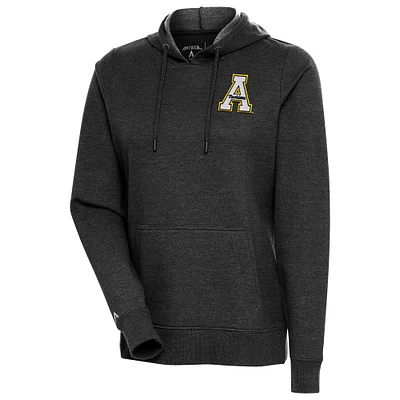 Women's Antigua Heather Black Appalachian State Mountaineers Action Pullover Hoodie