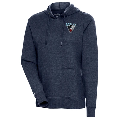 Women's Antigua Heather Navy Maine Black Bears Action Pullover Hoodie