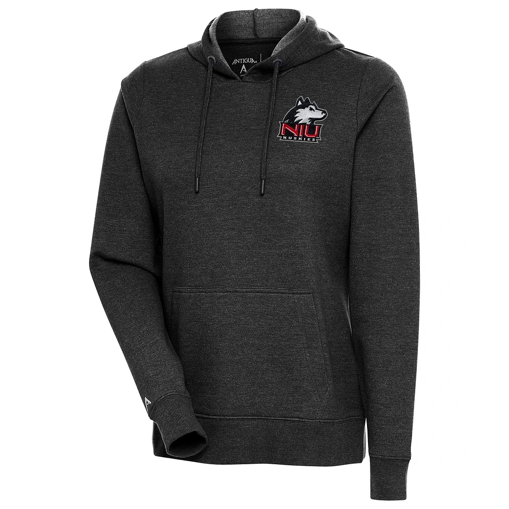 Women's Antigua Heather Black Northern Illinois Huskies Action Pullover Hoodie