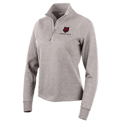 Women's Antigua Oatmeal Arkansas State Red Wolves Action Quarter-Zip Pullover Sweatshirt