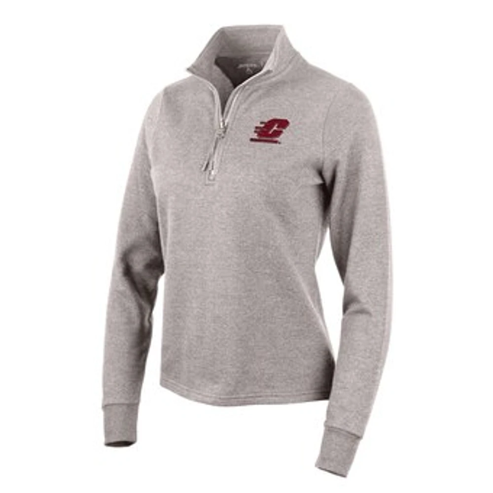 Women's Antigua Oatmeal Cent. Michigan Chippewas Action Quarter-Zip Pullover Sweatshirt