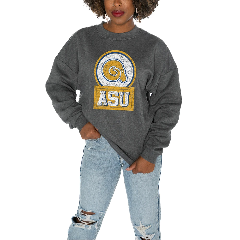 Women's Gameday Couture Albany State Golden Rams Charcoal Oversized Drop Shoulder Fleece Pullover Sweatshirt