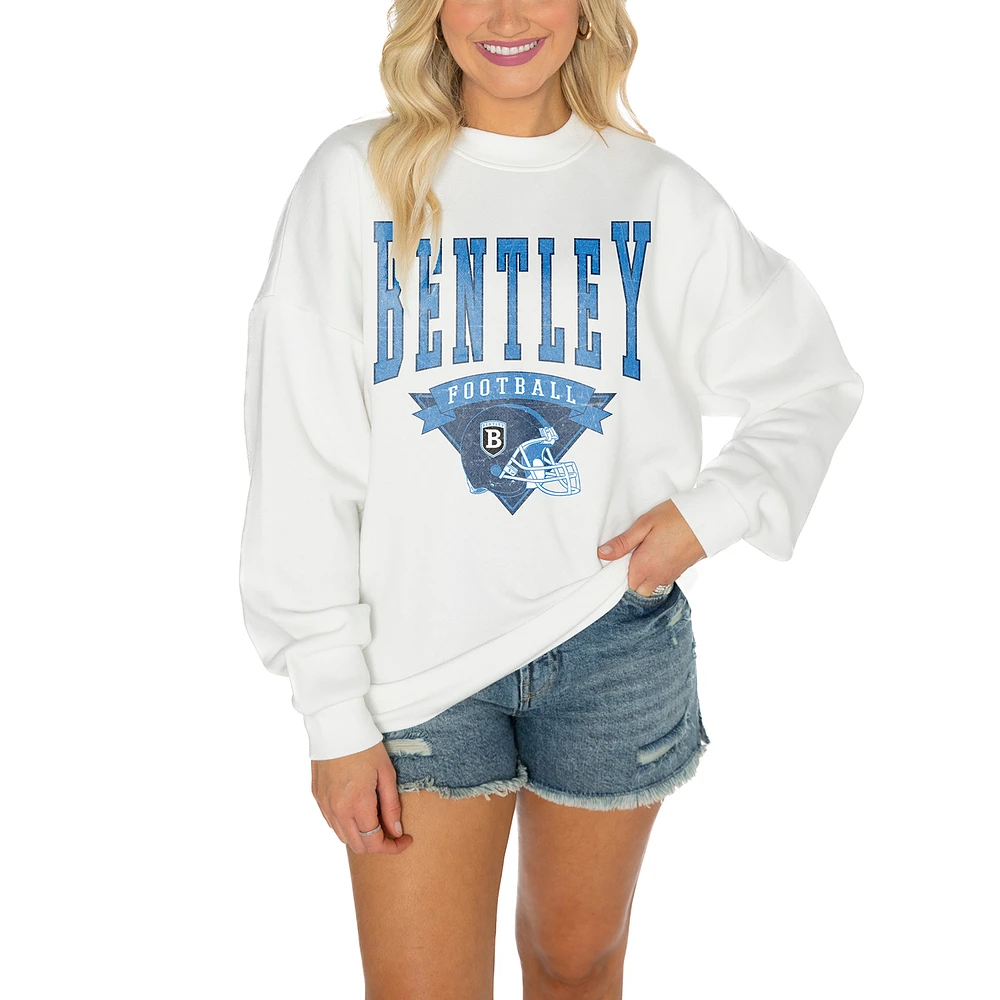 Women's Gameday Couture Bentley Falcons White Oversized Drop Shoulder Fleece Pullover Sweatshirt