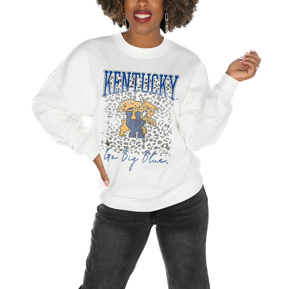 Women's Gameday Couture Kentucky Wildcats White Oversized Drop Shoulder Fleece Pullover Sweatshirt