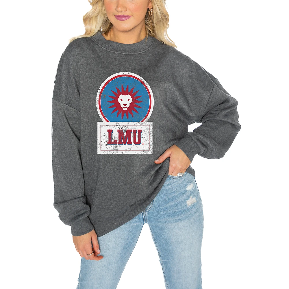 Women's Gameday Couture Loyola Marymount Lions Charcoal Oversized Drop Shoulder Fleece Pullover Sweatshirt