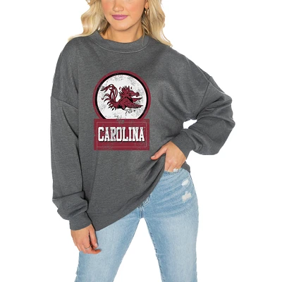 Women's Gameday Couture South Carolina Gamecocks Charcoal Oversized Drop Shoulder Fleece Pullover Sweatshirt