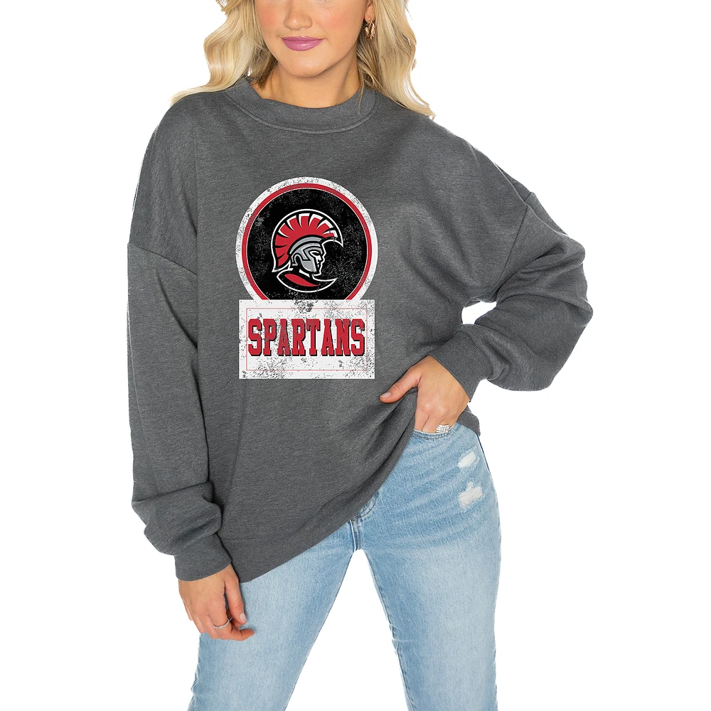 Women's Gameday Couture Tampa Spartans Charcoal Oversized Drop Shoulder Fleece Pullover Sweatshirt