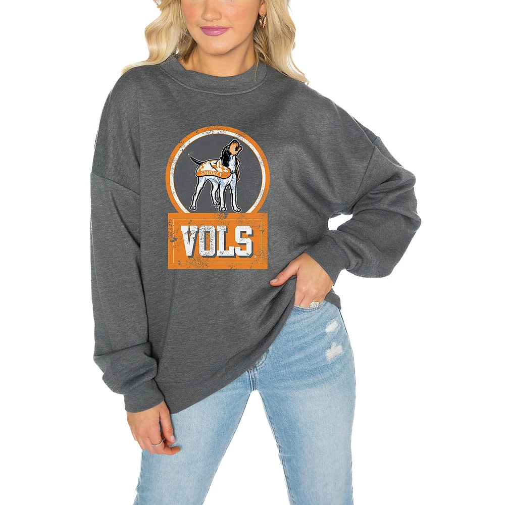 Women's Gameday Couture Tennessee Volunteers Charcoal Oversized Drop Shoulder Fleece Pullover Sweatshirt