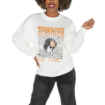 Women's Gameday Couture Tennessee Volunteers White Oversized Drop Shoulder Fleece Pullover Sweatshirt