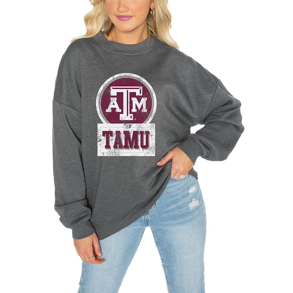 Women's Gameday Couture Texas A&M Aggies Charcoal Oversized Drop Shoulder Fleece Pullover Sweatshirt