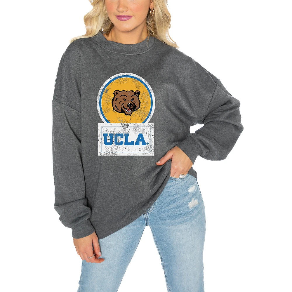 Women's Gameday Couture UCLA Bruins Charcoal Oversized Drop Shoulder Fleece Pullover Sweatshirt