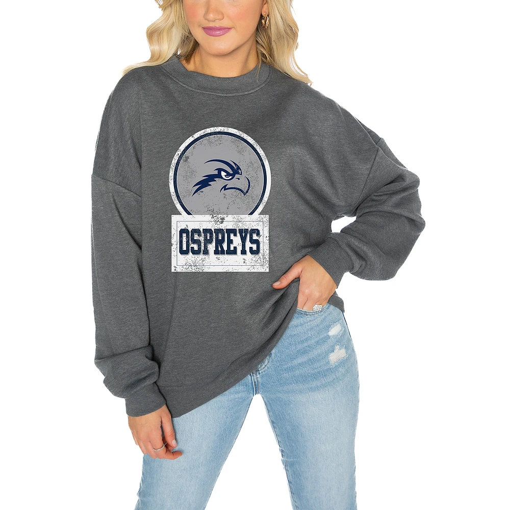 Women's Gameday Couture UNF Ospreys Charcoal Oversized Drop Shoulder Fleece Pullover Sweatshirt