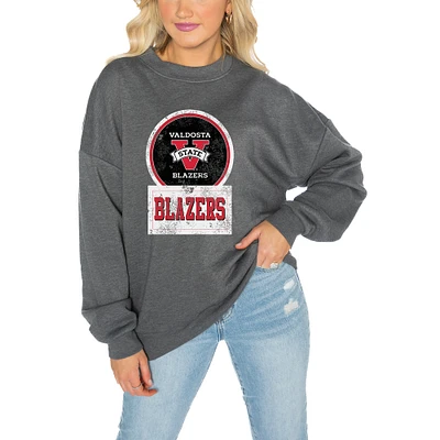 Women's Gameday Couture Valdosta State Blazers Charcoal Oversized Drop Shoulder Fleece Pullover Sweatshirt