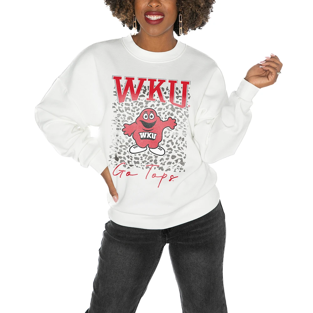 Women's Gameday Couture Western Kentucky Hilltoppers White Oversized Drop Shoulder Fleece Pullover Sweatshirt