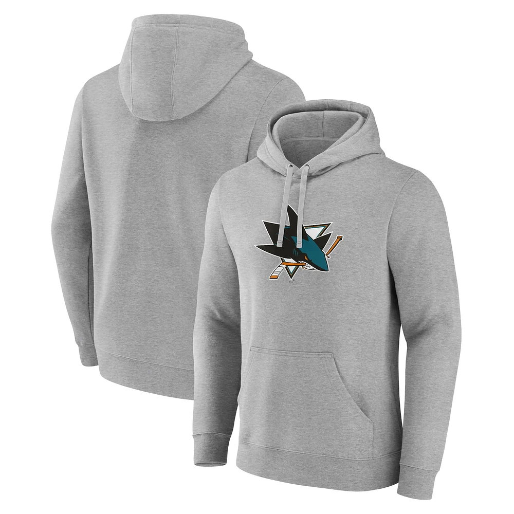 Men's Gray San Jose Sharks Primary Team Logo Pullover Hoodie