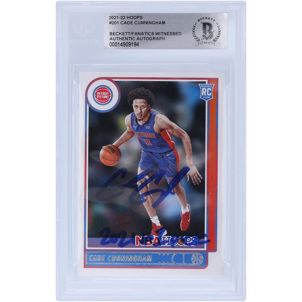 Cade Cunningham Detroit Pistons Autographed 2021-22 Panini NBA Hoops #201 Beckett Fanatics Witnessed Authenticated Rookie Card with "2021 #1 Pick" Inscription