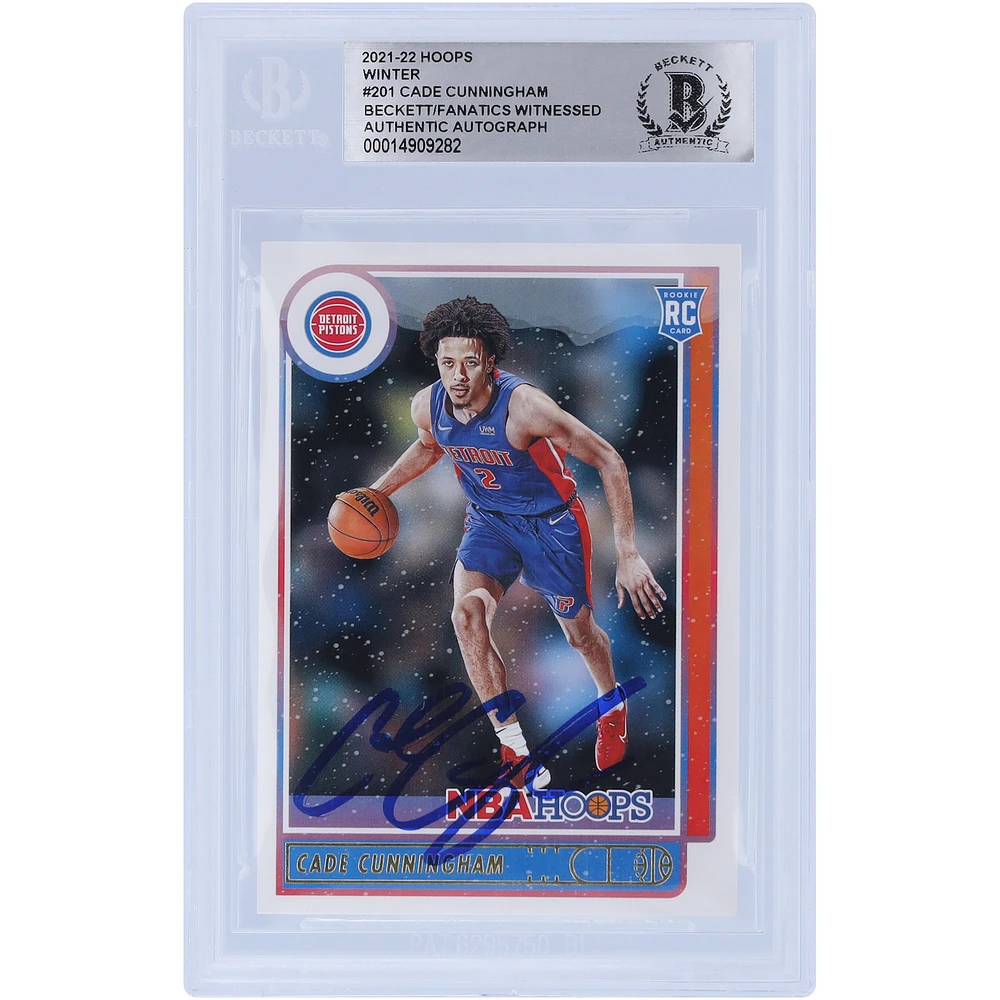 Cade Cunningham Detroit Pistons Autographed 2021-22 Panini NBA Hoops Winter #201 Beckett Fanatics Witnessed Authenticated Rookie Card