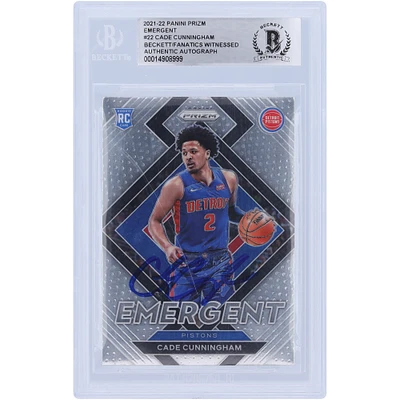 Cade Cunningham Detroit Pistons Autographed 2021-22 Panini Prizm Emergent #22 Beckett Fanatics Witnessed Authenticated Rookie Card