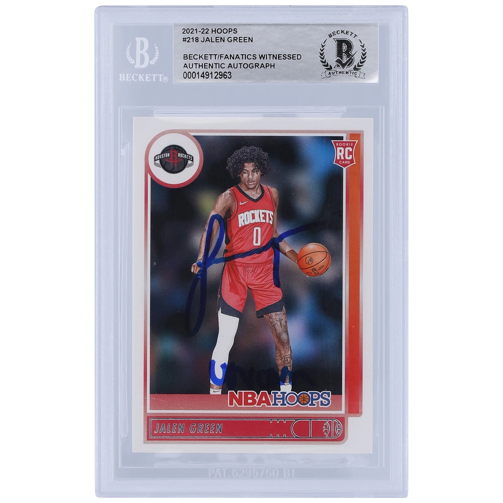Jalen Green Houston Rockets Autographed 2021-22 Panini Hoops #218 Beckett Fanatics Witnessed Authenticated Rookie Card with "Unicorn" Inscription