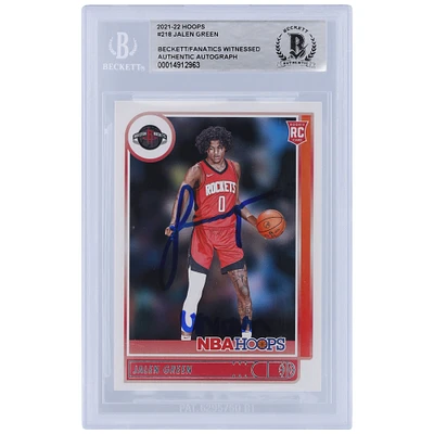 Jalen Green Houston Rockets Autographed 2021-22 Panini Hoops #218 Beckett Fanatics Witnessed Authenticated Rookie Card with "Unicorn" Inscription