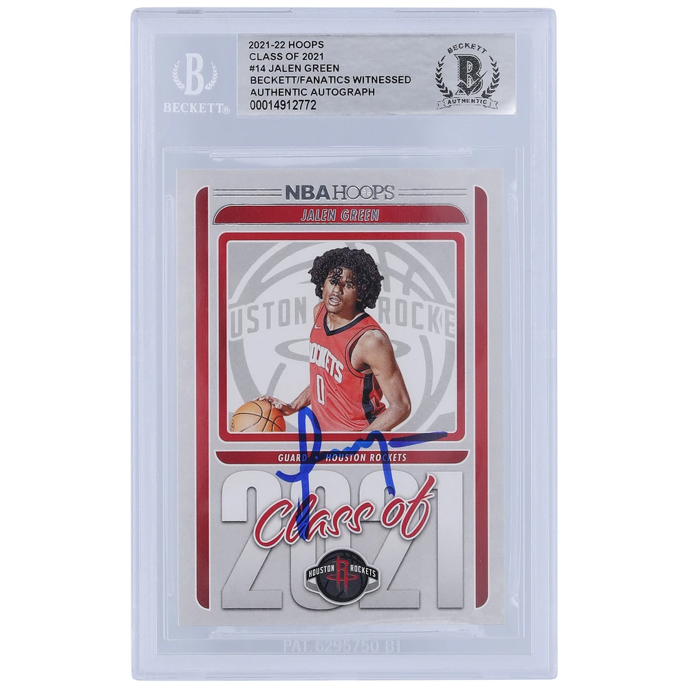Jalen Green Houston Rockets Autographed 2021-22 Panini Hoops Class of 2021 #14 Beckett Fanatics Witnessed Authenticated Rookie Card