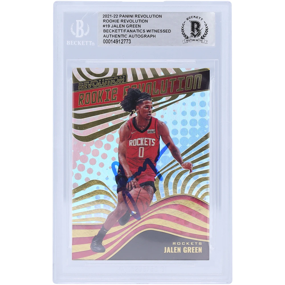 Jalen Green Houston Rockets Autographed 2021-22 Panini Revolution Rookie Revolution #19 Beckett Fanatics Witnessed Authenticated Rookie Card