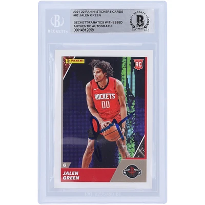 Jalen Green Houston Rockets Autographed 2021-22 Panini NBA Stickers #82 Beckett Fanatics Witnessed Authenticated Rookie Card