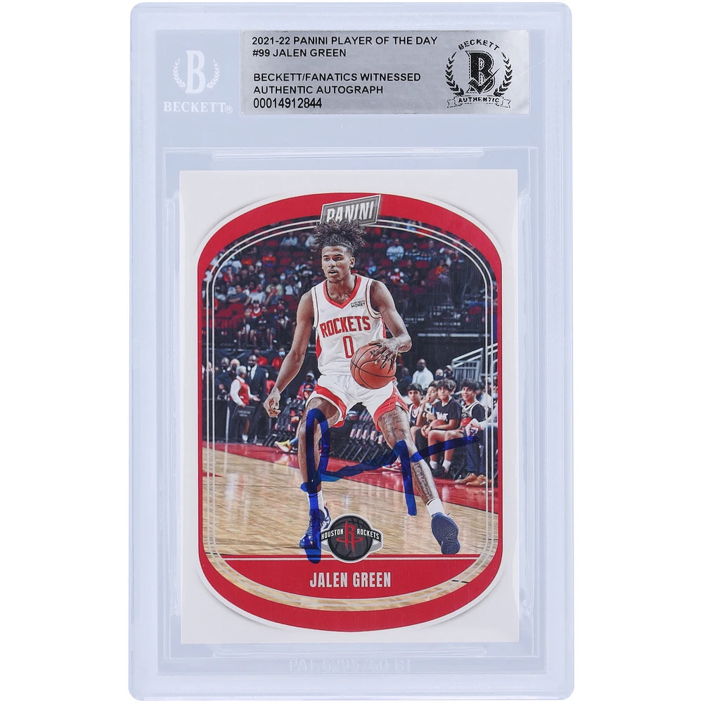 Jalen Green Houston Rockets Autographed 2021-22 Panini Player of the Day #99 Beckett Fanatics Witnessed Authenticated Rookie Card
