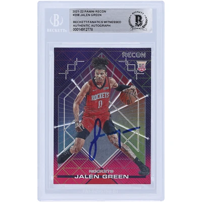 Jalen Green Houston Rockets Autographed 2021-22 Panini Recon #208 Beckett Fanatics Witnessed Authenticated Rookie Card