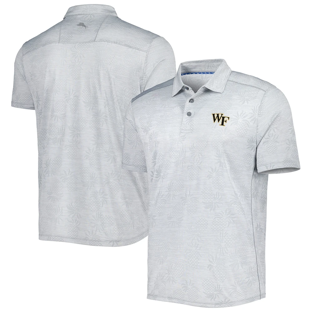 Men's Tommy Bahama Gray Wake Forest Demon Deacons Pineapple Palm Coast IslandZone Polo