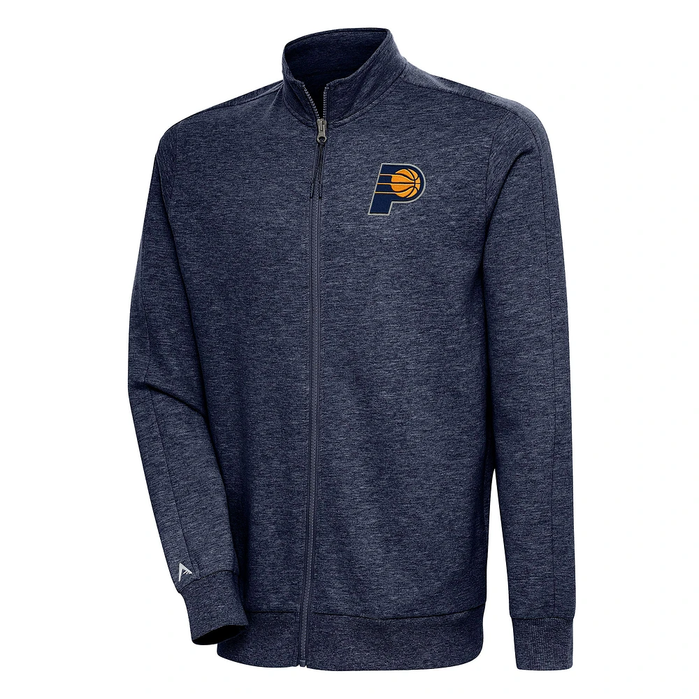 Men's Antigua Heather Navy Indiana Pacers Action Full-Zip Jacket