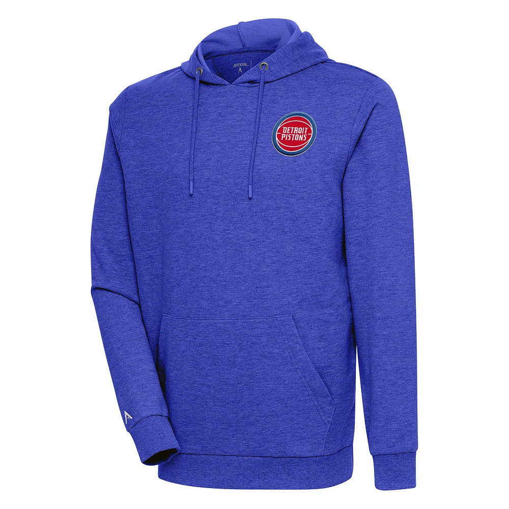 Men's Antigua Heather Blue Detroit Pistons Action Pullover Hoodie