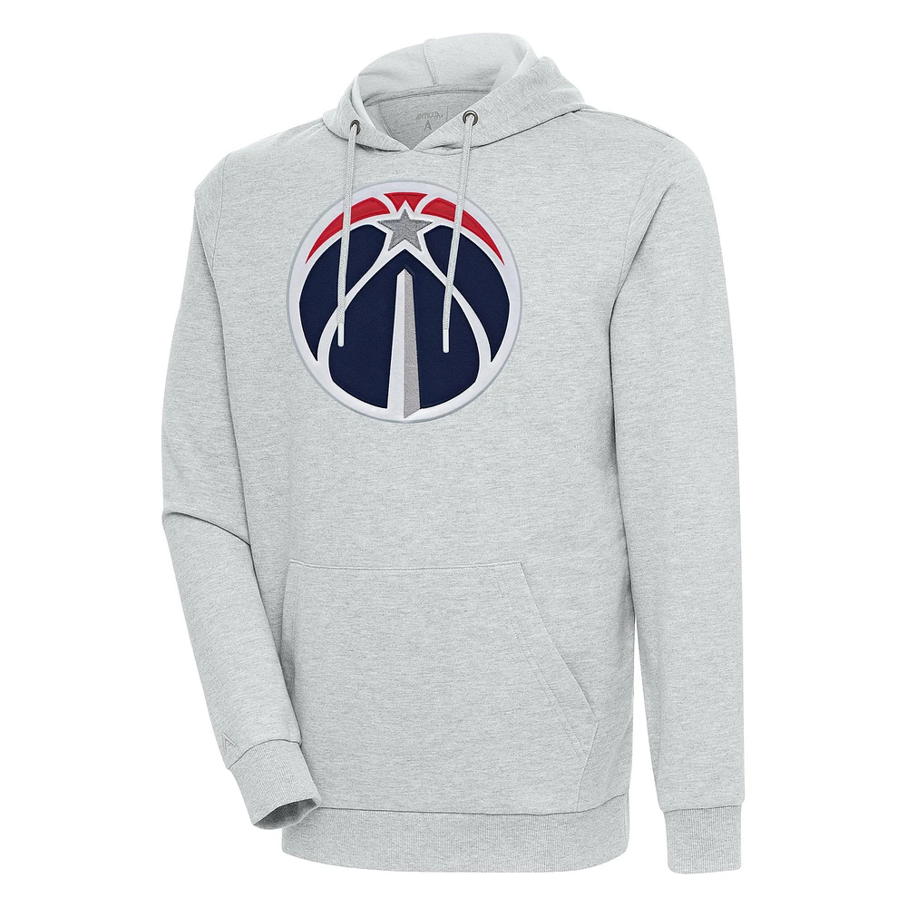 Men's Antigua Heather Gray Washington Wizards Action Pullover Hoodie