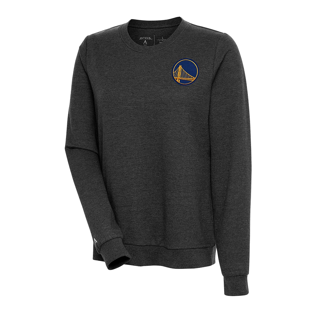 Women's Antigua Heather Black Golden State Warriors Action Pullover Sweatshirt