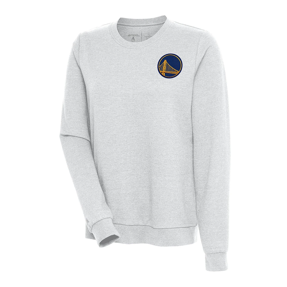 Women's Antigua Heather Gray Golden State Warriors Action Pullover Sweatshirt