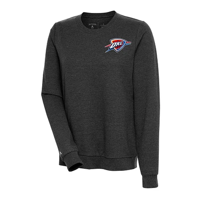 Women's Antigua Heather Black Oklahoma City Thunder Action Pullover Sweatshirt