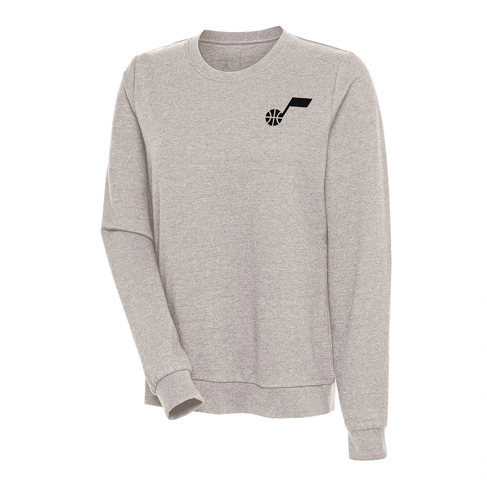 Women's Antigua Oatmeal Utah Jazz Action Pullover Sweatshirt