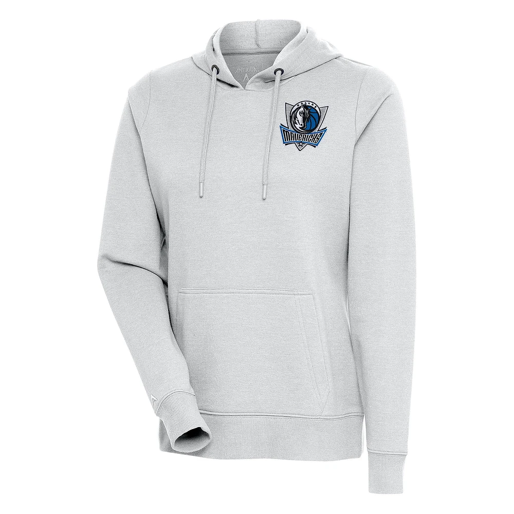 Women's Antigua Heather Gray Dallas Mavericks Action Pullover Hoodie