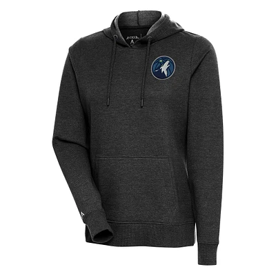 Women's Antigua Heather Black Minnesota Timberwolves Action Pullover Hoodie