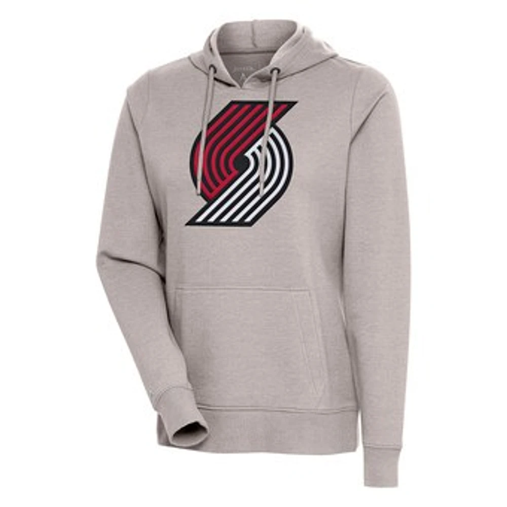Women's Antigua Oatmeal Portland Trail Blazers Action Pullover Hoodie