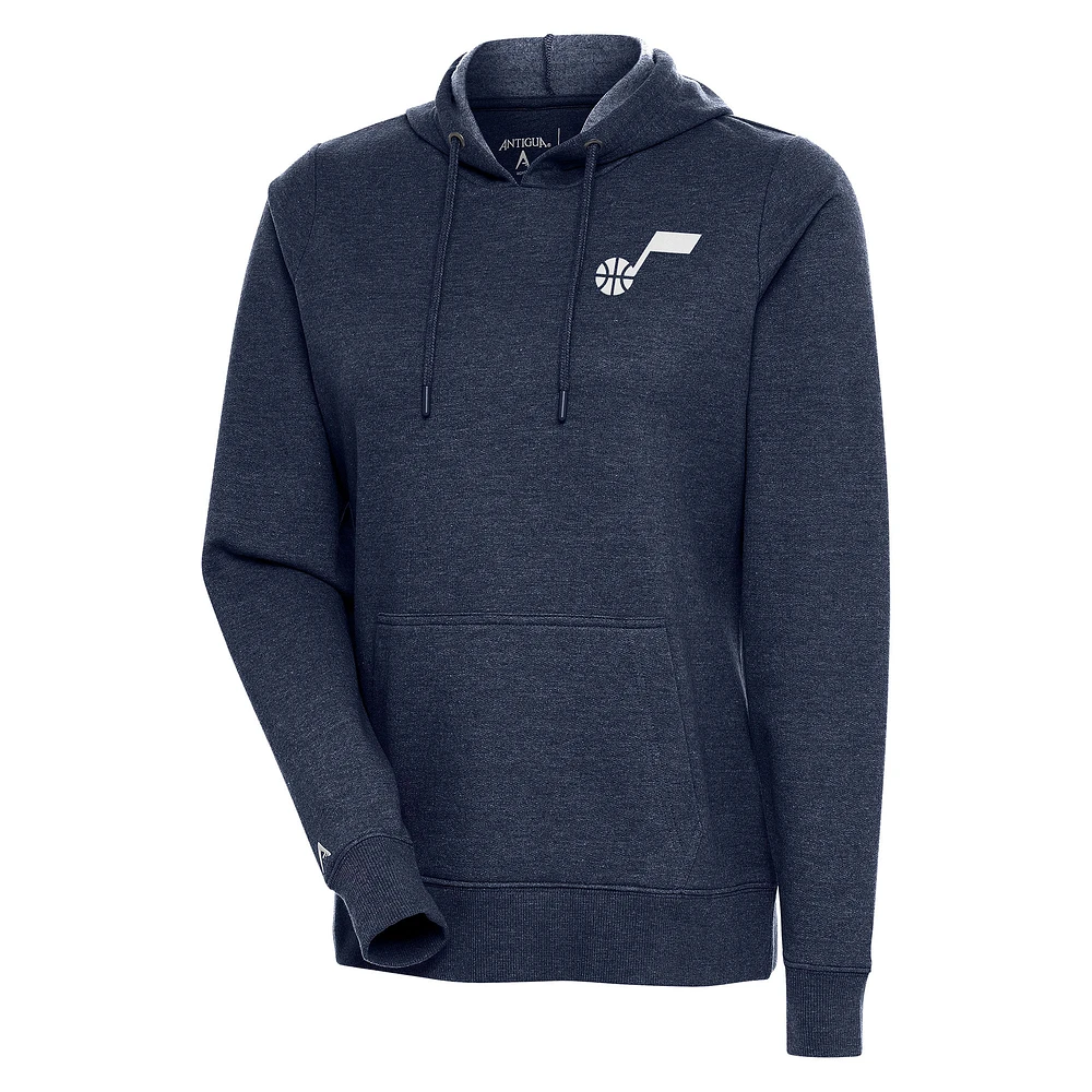 Women's Antigua Heather Navy Utah Jazz Action Pullover Hoodie