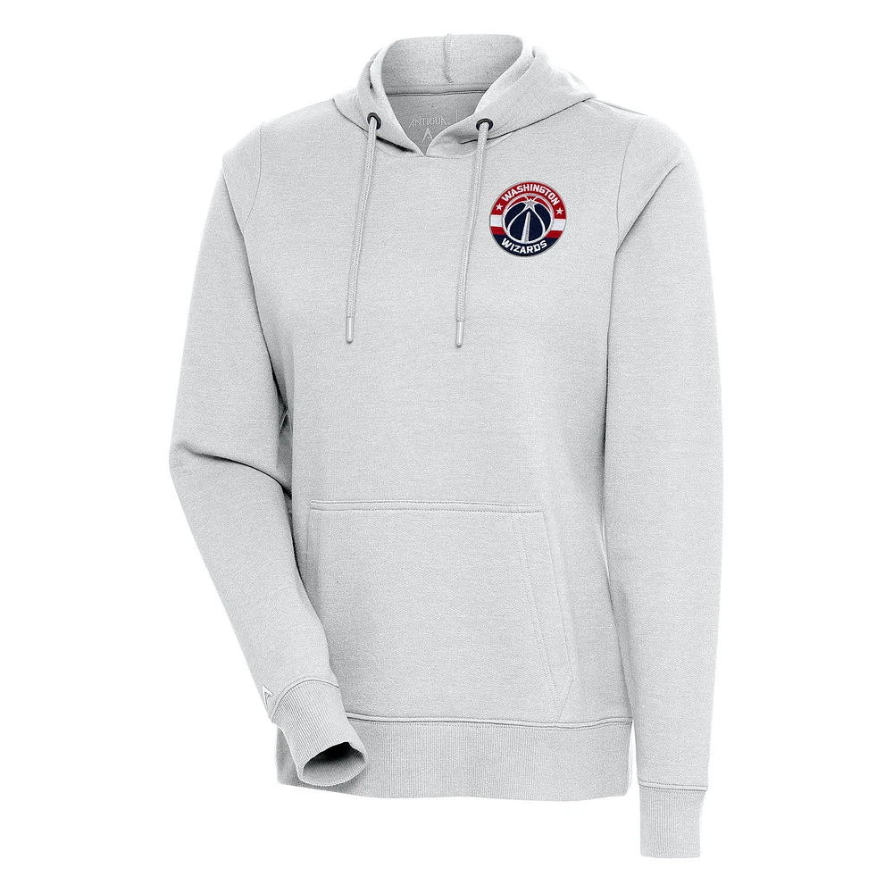 Women's Antigua Heather Gray Washington Wizards Action Pullover Hoodie