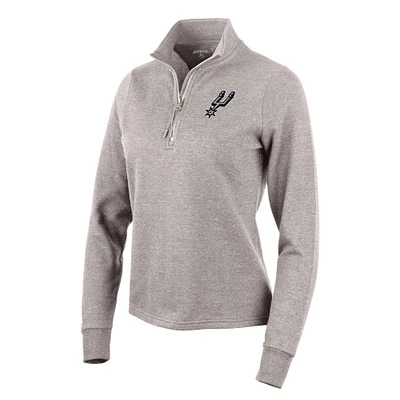Women's Antigua Oatmeal San Antonio Spurs Action Quarter-Zip Pullover Sweatshirt
