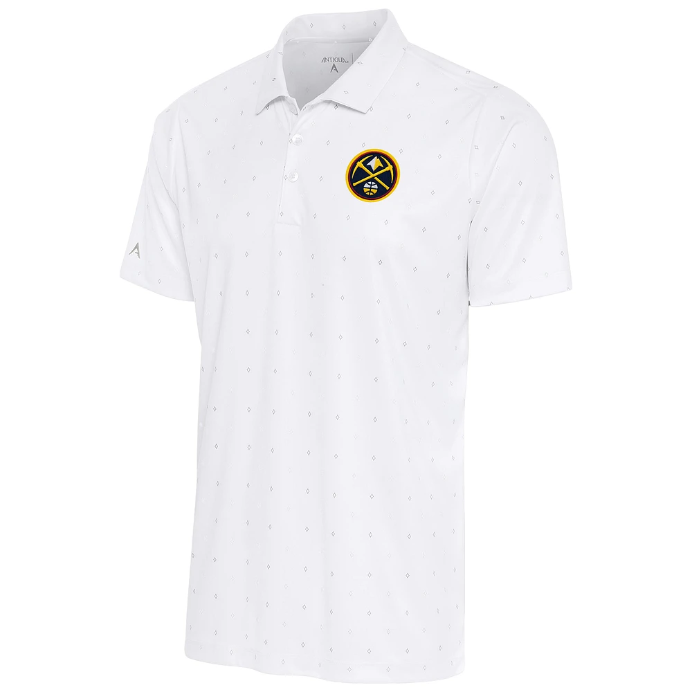 Men's Antigua White/Gray Denver Nuggets 19th Hole Polo