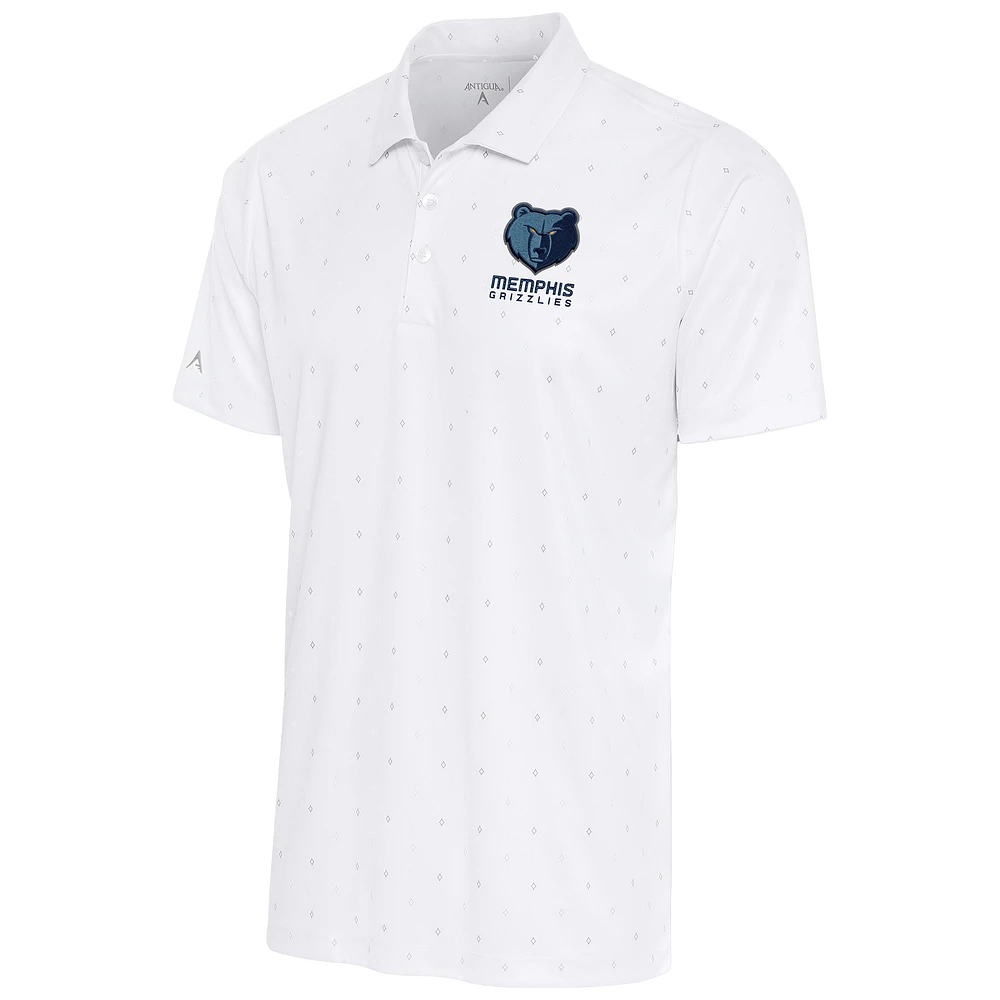 Men's Antigua White/Gray Memphis Grizzlies 19th Hole Polo