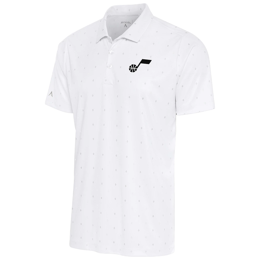 Men's Antigua White/Gray Utah Jazz 19th Hole Polo