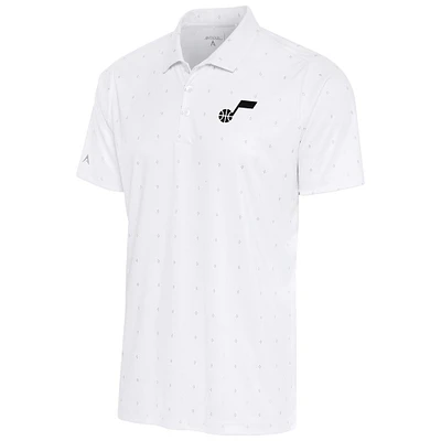 Men's Antigua White/Gray Utah Jazz 19th Hole Polo