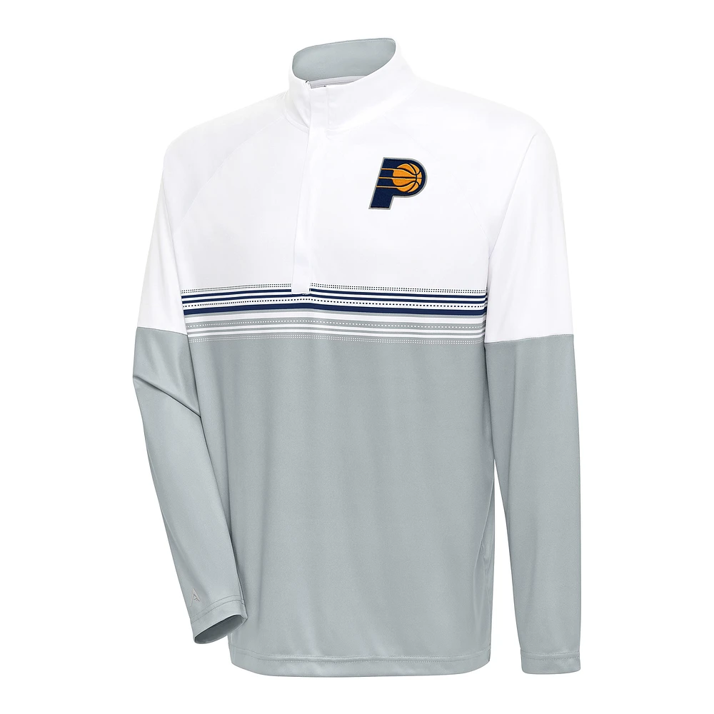 Men's Antigua White/Navy Indiana Pacers Bender Quarter-Zip Pullover Top