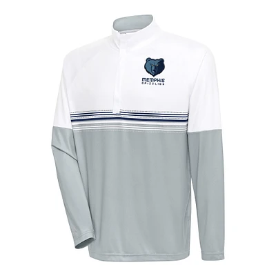 Men's Antigua White/Navy Memphis Grizzlies Bender Quarter-Zip Pullover Top