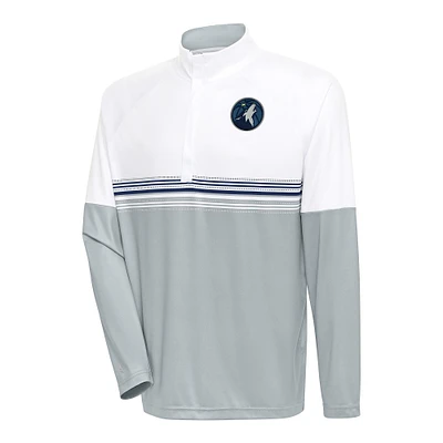 Men's Antigua White/Navy Minnesota Timberwolves Bender Quarter-Zip Pullover Top
